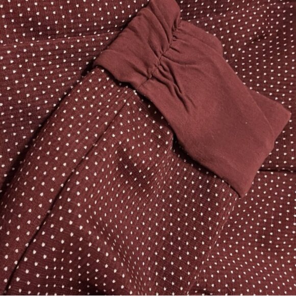 Skies Are Blue. Size Small. Burgundy Knit Jacket. Open Front. Polka Dot. B129 - Picture 7 of 7